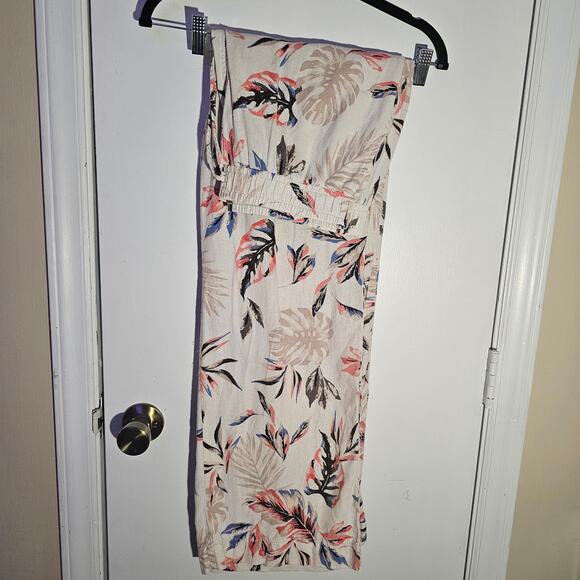 Briggs Linen Blend Tropical Wide Legged Pant Sz L Beach Boho Coastal Resort Vaca - Picture 8 of 9